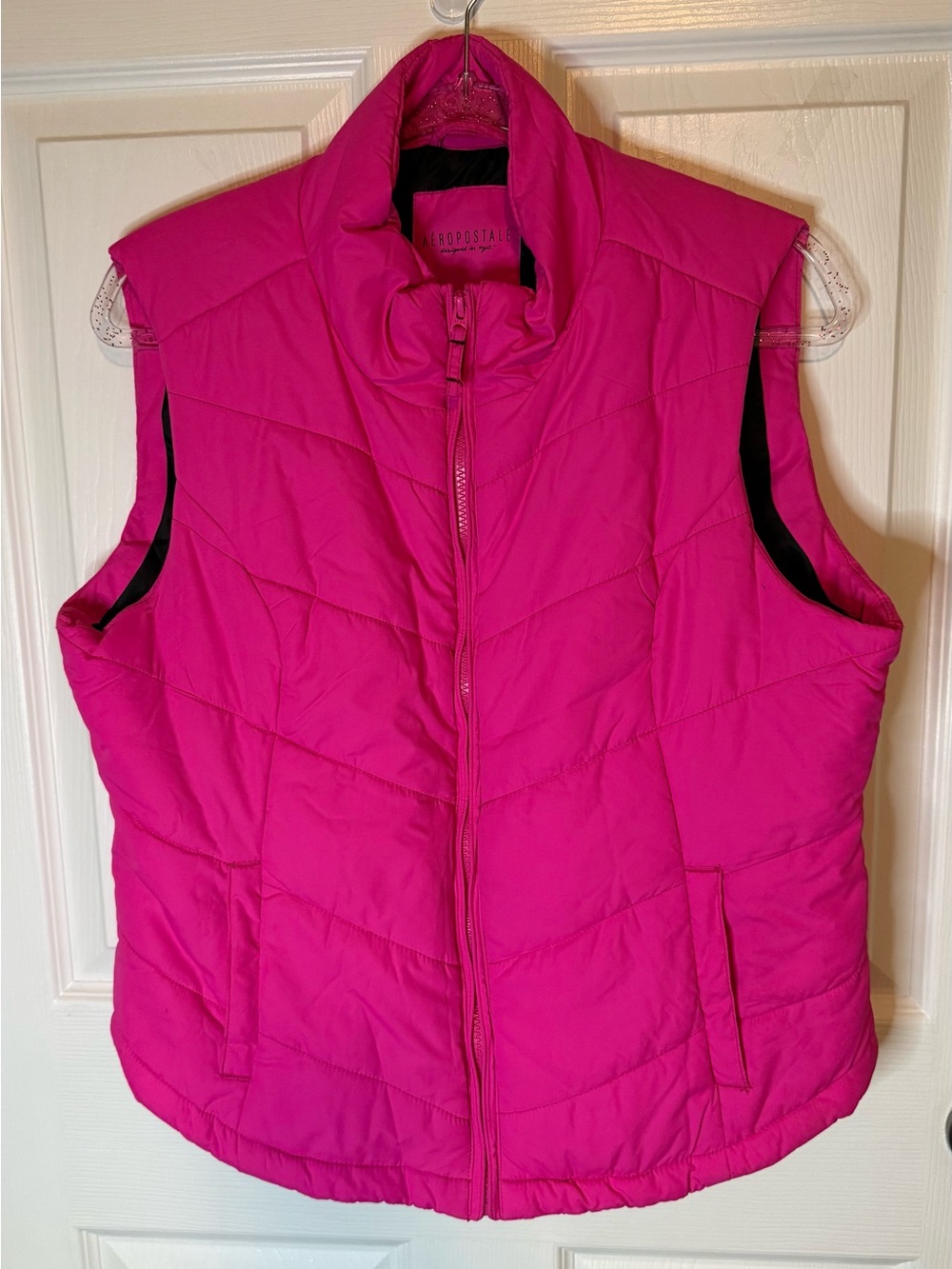 Aeropostale Women's Bright Pink Quilted Puffer Vest